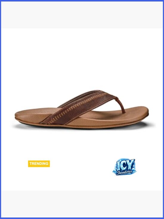 Leather Flip Flop Sandals, Arch Support, Casual Comfort, Slingback Style